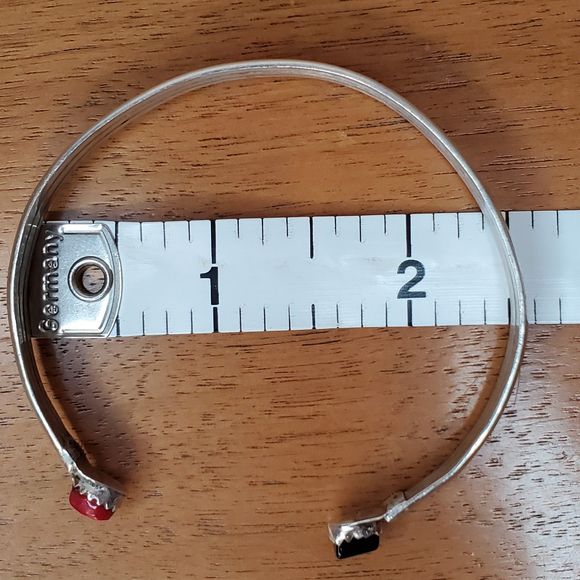 Antique Native American A. Paquin Onyx Coral SILVER Bangle Bracelet - Picture 3 of 9